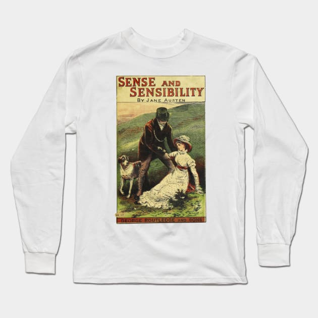 Sense and Sensibility Jane Austen Vintage Book Cover Long Sleeve T-Shirt by buythebook86